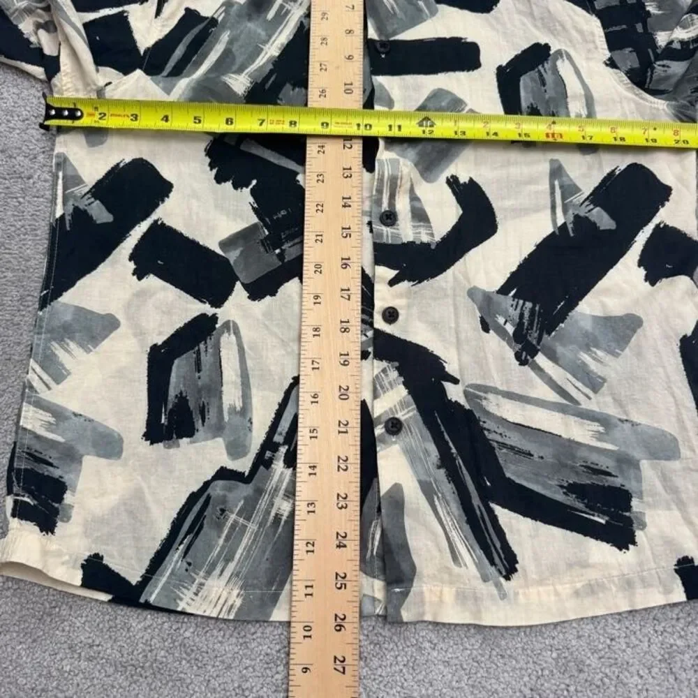 River Island Brush Strokes Abstract Print Button Down Shirt Mens Small Cotton